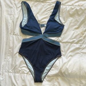NWT!! CupShe “Denim” Blue Cutout Swimsuit